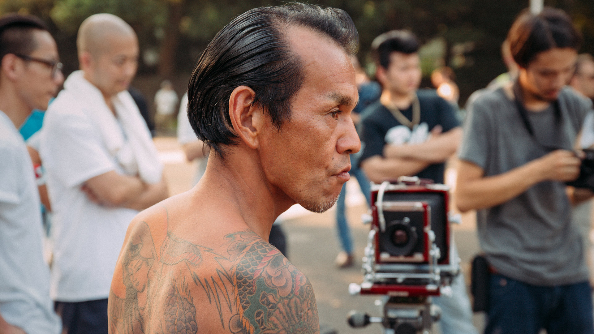 Japanese man in park